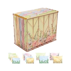 Hanging File Folders|Global Printed Products Deluxe Designer Watercolor Floral Hanging File Folder Kit, 1/3-Cut Tab, Letter Size, Assorted Colors