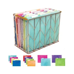 Hanging File Folders|Global Printed Products Deluxe Designer Watercolor Solid Hanging File Folder Kit, 1/3-Cut Tab, Letter Size, Assorted Colors