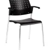 Folding & Stacking*Global Sonic Plastic All-Purpose Stackable Guest Chairs with Arms, Black, 2/Ct (6513CH-BK/BK)