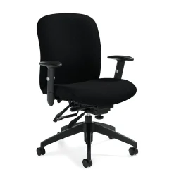 Office Chairs*Global Truform Jenny Fabric Heavy Duty Medium Back Multi-Tilter Chair, Charcoal