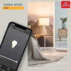 Globe Electric A19-Shape E26-Base Wi-Fi Dimmable 60-Watt-Equivalent Frosted Smart LED Light Bulbs, Soft White, 2/Pack (34209)