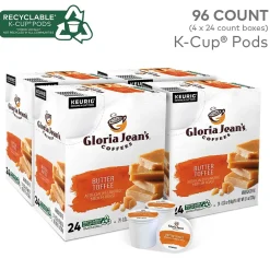 Gloria Jean's Coffees Butter Toffee Coffee, Keurig K-Cup Pod, Medium Roast, 96/Carton (60051-012CT)