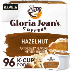 Gloria Jean's Coffees Hazelnut Coffee, Keurig K-Cup Pod, Medium Roast, 96/Carton (60051-052CT)