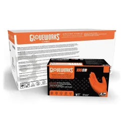 Gloveworks GWON Nitrile Gloves, XX-Large, Orange, 100/Box, 10 Boxes/Carton (GWON49100XX)<Ammex Online