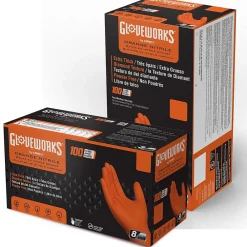 Gloveworks GWON Nitrile Gloves, XX-Large, Orange, 100/Box, 10 Boxes/Carton (GWON49100XX)<Ammex Online