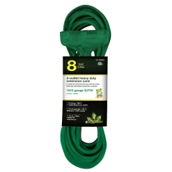 GoGreen Power 16/3 8' 3 Outlet Heavy Duty Extension Cord (GG-15008GN)