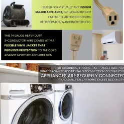 GoGreen Power 14/3 6' Appliance Cord, Beige, 3/Pack (GG-25606)