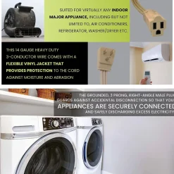 GoGreen Power 14/3 3' Appliance Cord, Beige, 3/Pack (GG-25603)