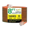 GoGreen Power 16/3 8' Heavy Duty Extension Cord, Lighted End, Orange (GG-13708)