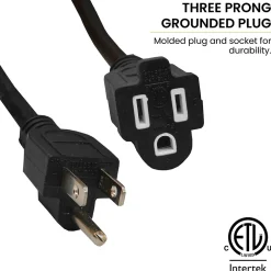 GoGreen Power 15' Indoor/Outdoor Extension Cord, 16 AWG, Black (GG-13715BK)