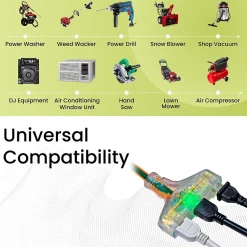 GoGreen Power 50' Indoor/Outdoor Extension Cord, 3-Outlet, 14 AWG, Orange (GG-15150)