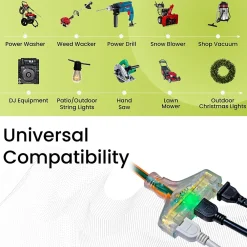 GoGreen Power 25' Indoor/Outdoor Extension Cord, 3-Outlet, 14 AWG, Orange (GG-15125)