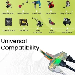 GoGreen Power 2' Indoor/Outdoor Extension Cord, 3-Outlet, 12 AWG, Orange (GG-15302)