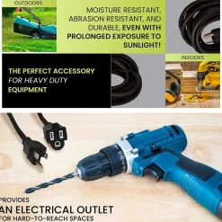 GoGreen Power 50' Indoor/Outdoor Extension Cord, 16 AWG, Black (GG-13750BK)