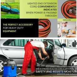 GoGreen Power 50' Indoor/Outdoor Extension Cord, 14 AWG, Orange (GG-13850)