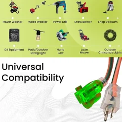 GoGreen Power 100' Indoor/Outdoor Extension Cord, 16 AWG, Orange (GG-13700)