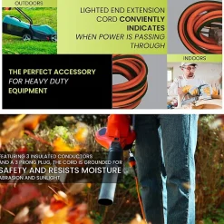 GoGreen Power 100' Indoor/Outdoor Extension Cord, 16 AWG, Orange (GG-13700)