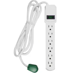 GoGreen Power 6 Outlet Surge Protector, 6' Cord, White (GG-16106MS)