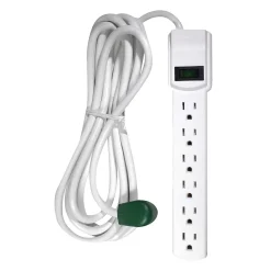 GoGreen Power 6 Outlet Surge Protector, 12' cord, White (GG-16103M-12)