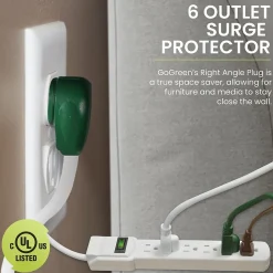 GoGreen Power 6 Outlet Surge Protector, 12' cord, White (GG-16103M-12)