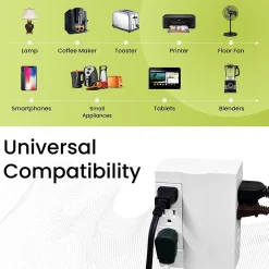 GoGreen Power 6 Outlet Swivel Wall Tap Adapter, White (GG-16000TSW)