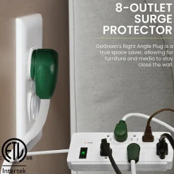 GoGreen Power 6' Surge Protector, 8 Outlet, White (GG-18316WH)