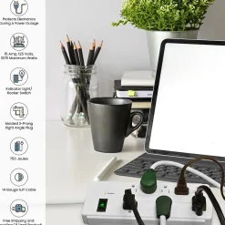 GoGreen Power 6' Surge Protector, 8 Outlet, White (GG-18316WH)