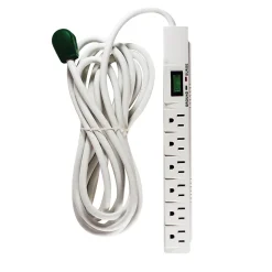 GoGreen Power 15' Surge Protector, 6 Outlets, White (GG-16315-15)