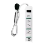 GoGreen Power 3' Surge Protector, 3 Outlet, White (GG-13103USB)