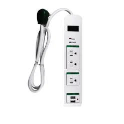 GoGreen Power 3' Surge Protector, 3 Outlet, White (GG-13103USB)