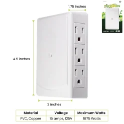 GoGreen Power Side Mount Wall Tap, 6 Outlet White (GG-16000TSM)
