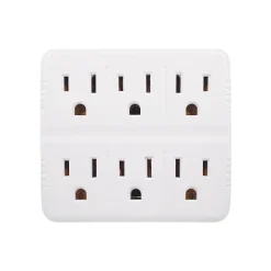 GoGreen Power Wall Tap, 6 Outlet, White, 3/Pack (GG-16000TW)