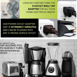 GoGreen Power Wall Tap, 6 Outlet, White, 3/Pack (GG-16000TW)