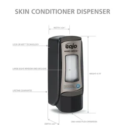 HAND MEDIC ADX-7 Wall Mounted Hand Soap Dispenser, Black/Chrome, 6/Carton (8782-06)<GOJO Best