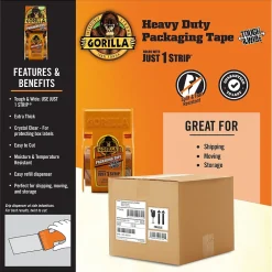 Online Gorilla Heavy Duty Tough & Wide Packaging Tape with Dispenser, 2.88
