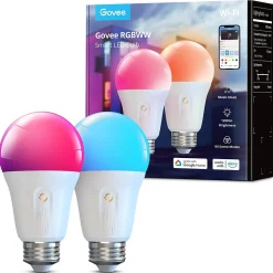 Govee Bluetooth 12 Watts Multicolor LED A19 E26 Bulb, 2/Pack (B6009AC1)