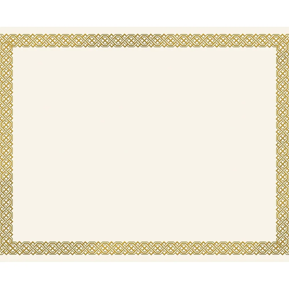 Awards & Certificates*Great Papers Braided Foil Certificates, 8.5" x 11", Beige/Gold, 15/Pack (963006)
