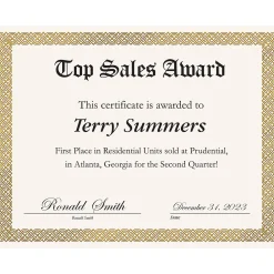 Awards & Certificates*Great Papers Braided Foil Certificates, 8.5" x 11", Beige/Gold, 15/Pack (963006)