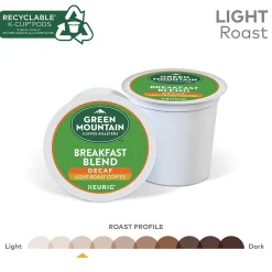 Green Mountain Breakfast Blend Decaf Coffee Keurig® K-Cup® Pods, Light Roast, 24/Box (5000330139)