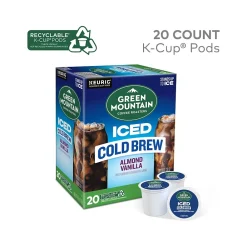 Green Mountain Coffee Roasters Iced Cold Brew Almond Vanilla Iced Coffee Keurig® K-Cup® Pods, Light Roast, 20/Box (5000372045)