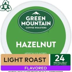 Green Mountain Hazelnut Coffee Keurig® K-Cup® Pods, Light Roast, 24/Box (6792)