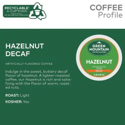 Green Mountain Hazelnut Decaf Coffee Keurig® K-Cup® Pods, Light Roast, 96/Carton (77923)