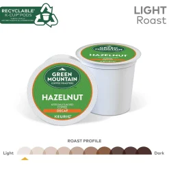 Green Mountain Hazelnut Decaf Coffee, Light Roast, 0.33 oz. Keurig® K-Cup® Pods, 24/Box (7792)