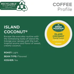 Green Mountain Island Coconut Coffee Keurig® K-Cup® Pods, Light Roast, 24/Box (6720)