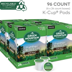 Green Mountain Sumatra Reserve Coffee, Dark Roast, 0.40 oz. Keurig® K-Cup® Pods, 96/Carton (GMT4060CT)