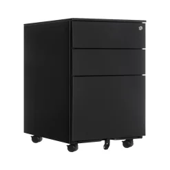 File Cabinets*Gry Mattr 3-Drawer Mobile Vertical File Cabinet, Letter/Legal Size, Lockable, 23.62"H x 15.35"W x 20.47"D, Black (GMCC-00849)