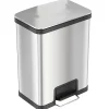 AirStep Stainless Steel Rectangular Step Pedal Trash Can with AbsorbX Odor Control System, 13 Gal., Silver (TR13SS)<Halo New