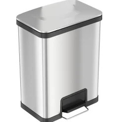 AirStep Stainless Steel Rectangular Step Pedal Trash Can with AbsorbX Odor Control System, 13 Gal., Silver (TR13SS)<Halo New