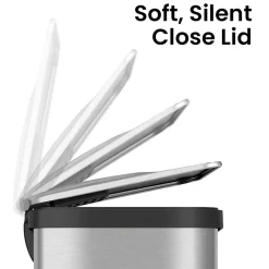 AirStep Stainless Steel Rectangular Step Pedal Trash Can with AbsorbX Odor Control System, 13 Gal., Silver (TR13SS)<Halo New