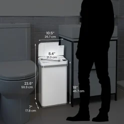 Stainless Steel Rectangular Sensor Trash Can with AbsorbX Odor Control System and Fragrance, White, 4 Gal. (SC04SW)<Halo Best